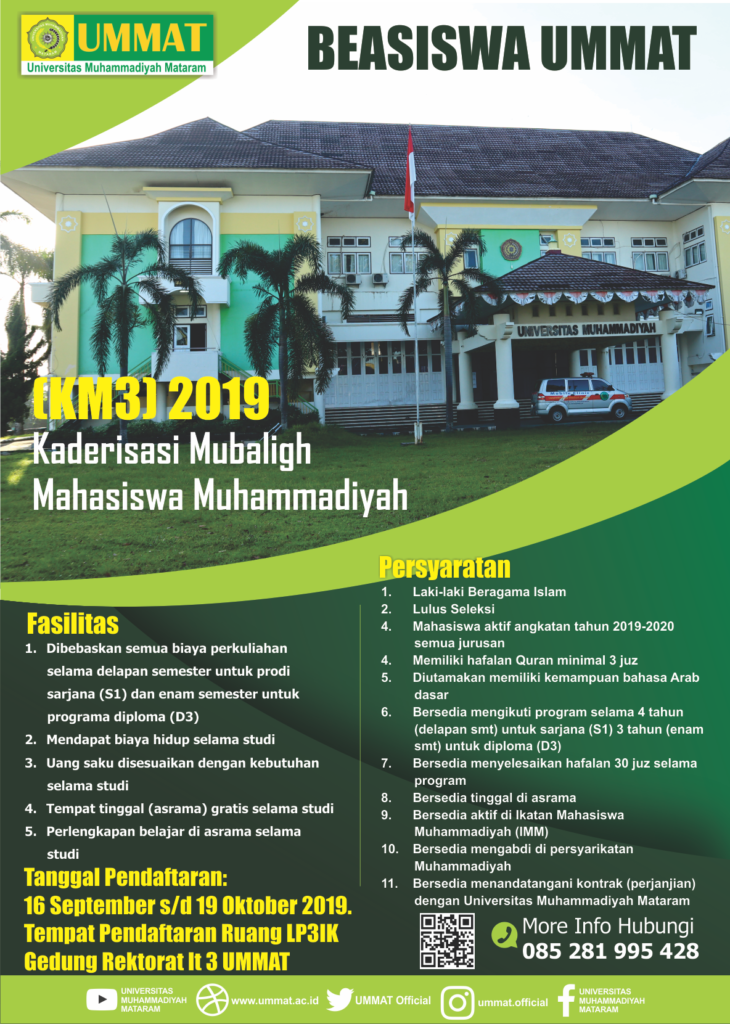 Beasiswa Kaderisasi Mubaligh Mahasiswa Muhammadiyah (KM3) UMMAT